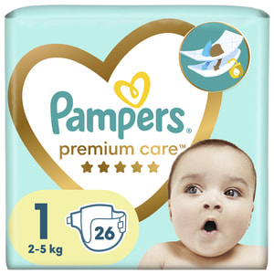 Підгузки для дітей PAMPERS Premium Care (Памперс Преміум) Newborn (Ньюборн) 1 від 2 до 5 кг 26 шт